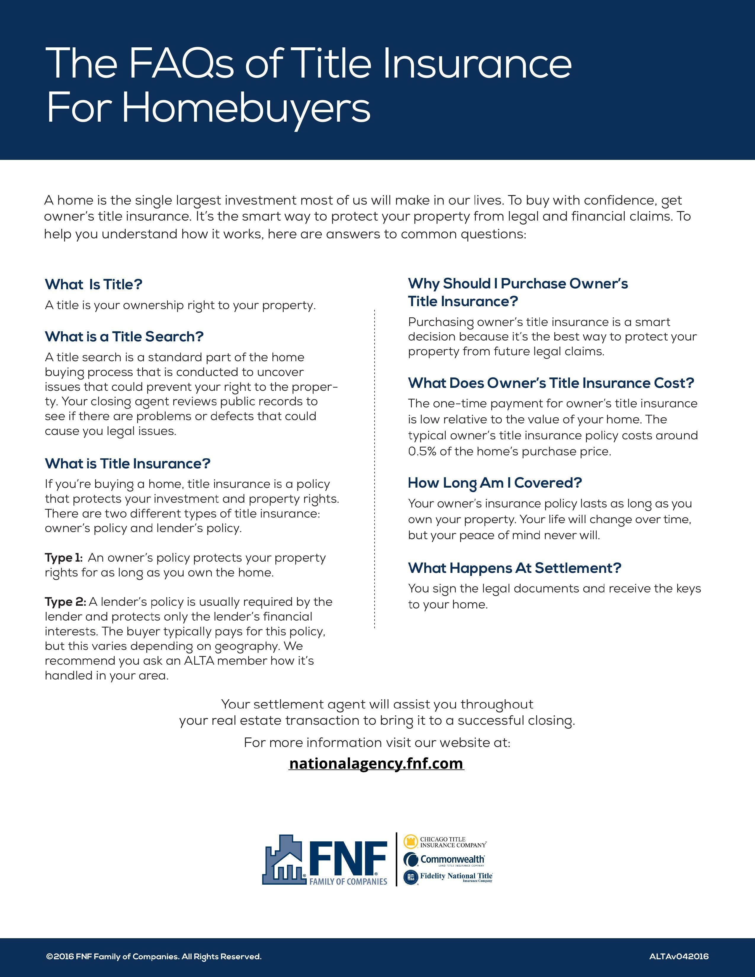 The FAQs of Title insurance for homebuyers